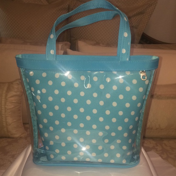Clear/Polka Dot Mini Tote w/detachable Bag - Picture 1 of 8